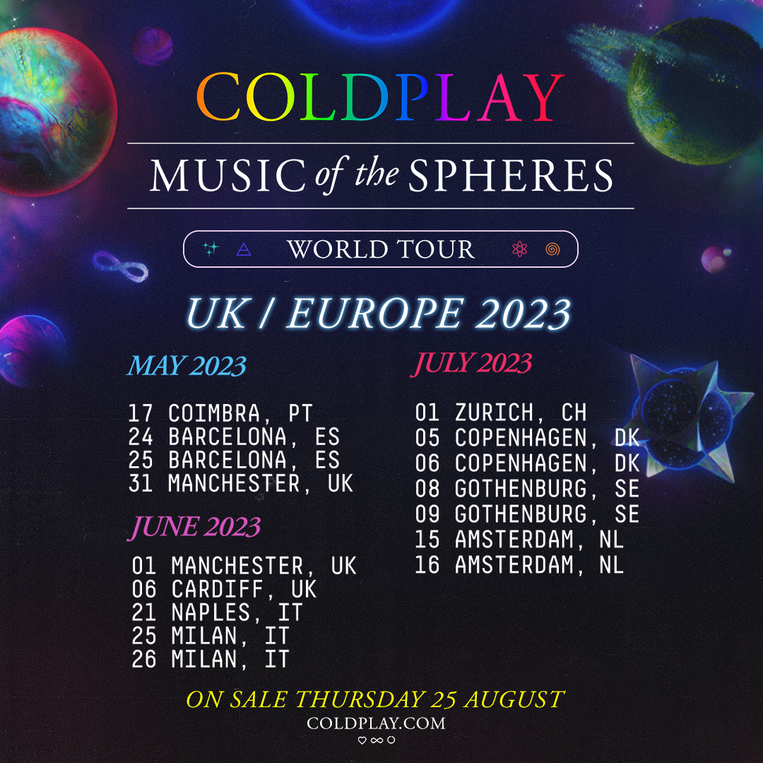 2023 UK And European Shows Announced Coldplay